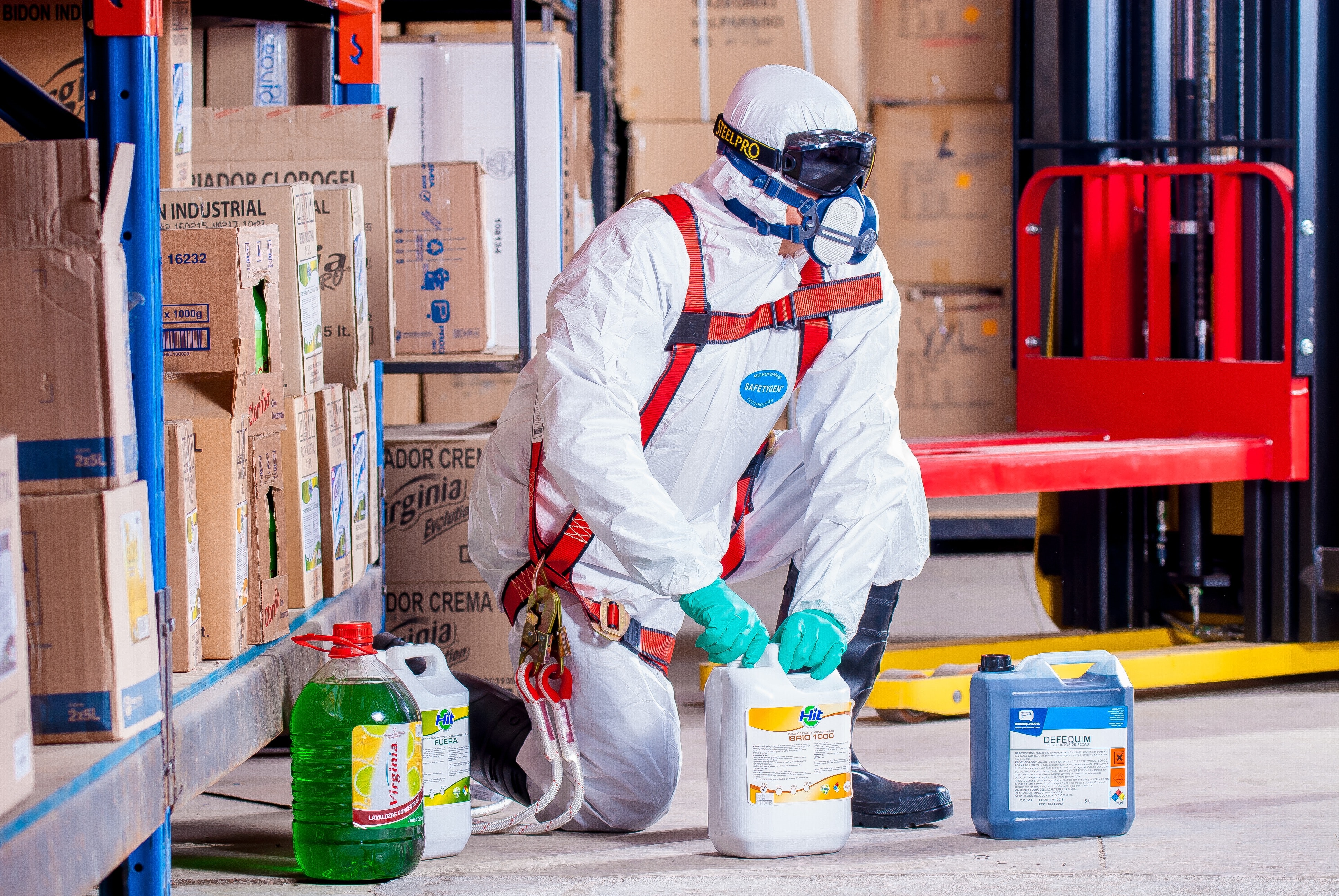 person in chemical gear